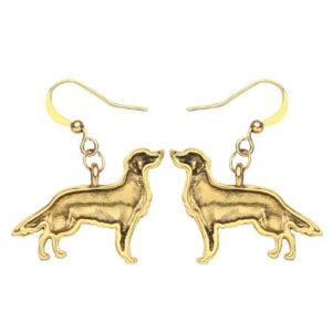 DUOWEI Dainty Golden Retriever Dog Earrings Vintage Dangle Drop for Women Teens Girls Aesthetic Jewelry Gifts (Gold Plated Golden Retriever)