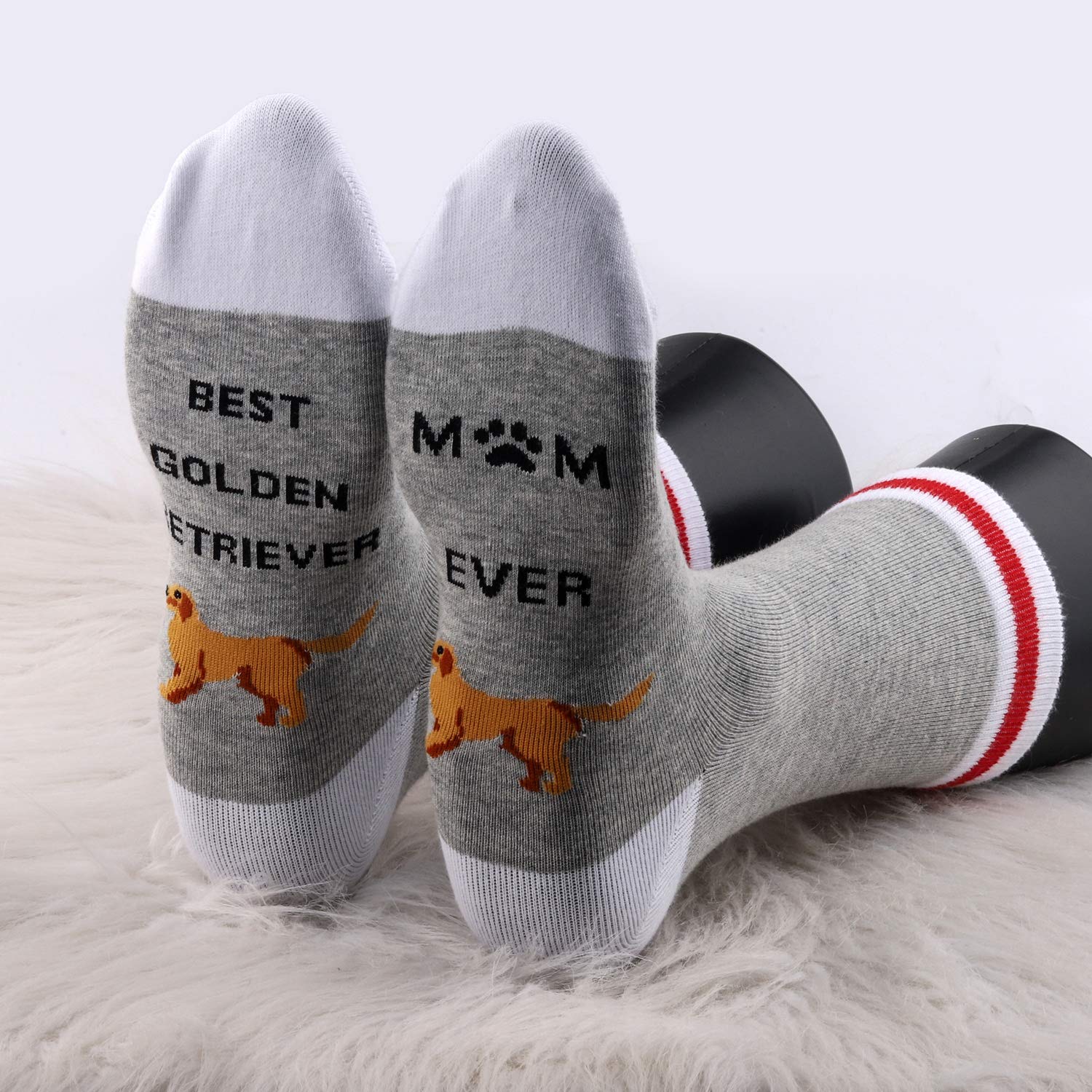 MBMSO 2 Pairs Best Golden Retriever Mom Ever Socks Golden Retriever Mom Gifts Dog Lover Gifts (2 Pairs Golden Retriever Mom Socks)