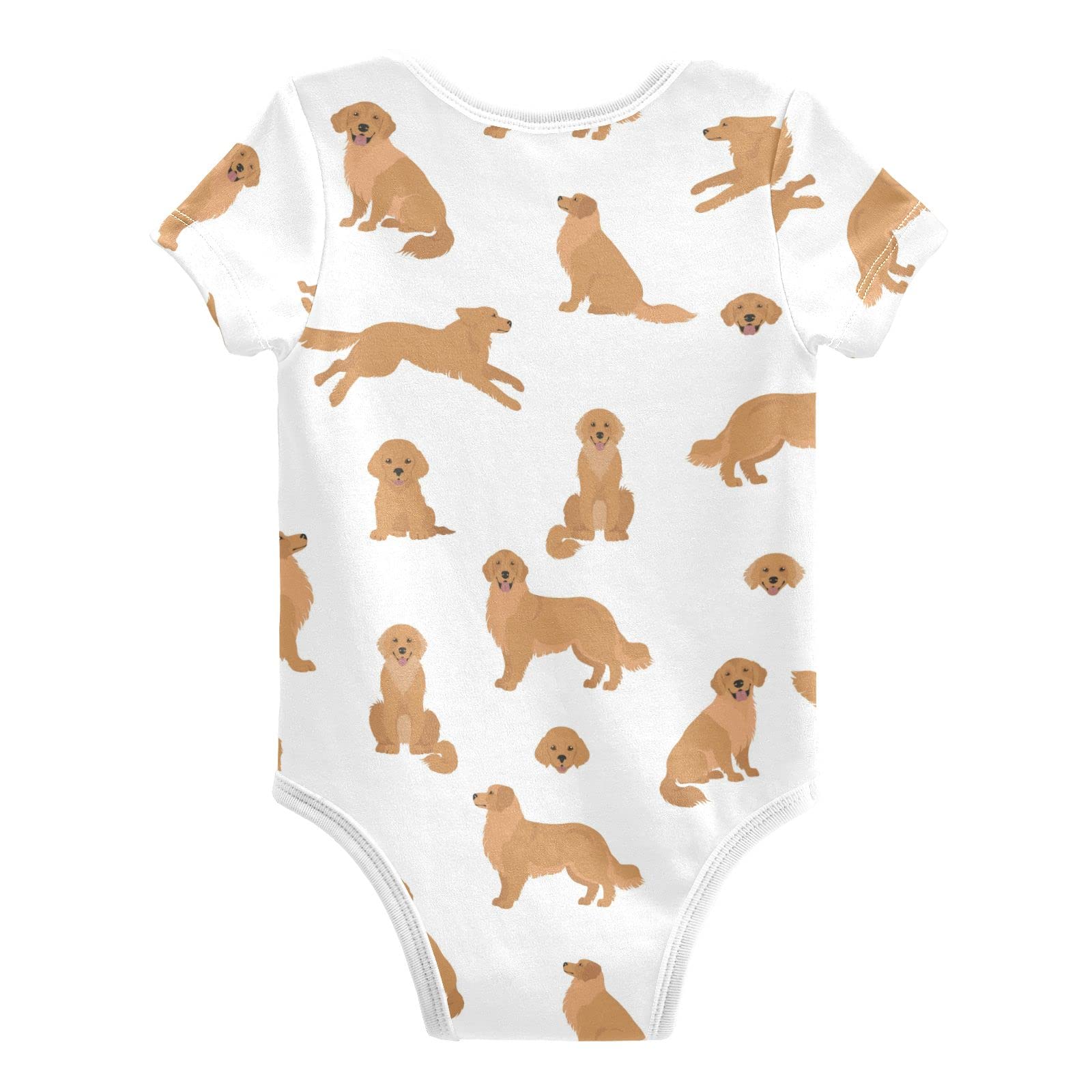 vvfelixl Baby Girls' Bodysuits Golden Retriever Dogs Short Sleeve Cotton Baby Clothes for Girls 9-12 Months Puppy