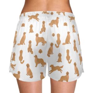 vvfelixl Sleep Shorts For Women Golden Retriever Dogs Pajama Shorts With Pockets Sleepwear Pants M