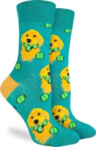 good luck sock women's golden retriever with tennis balls socks, adult, shoe size 5-9