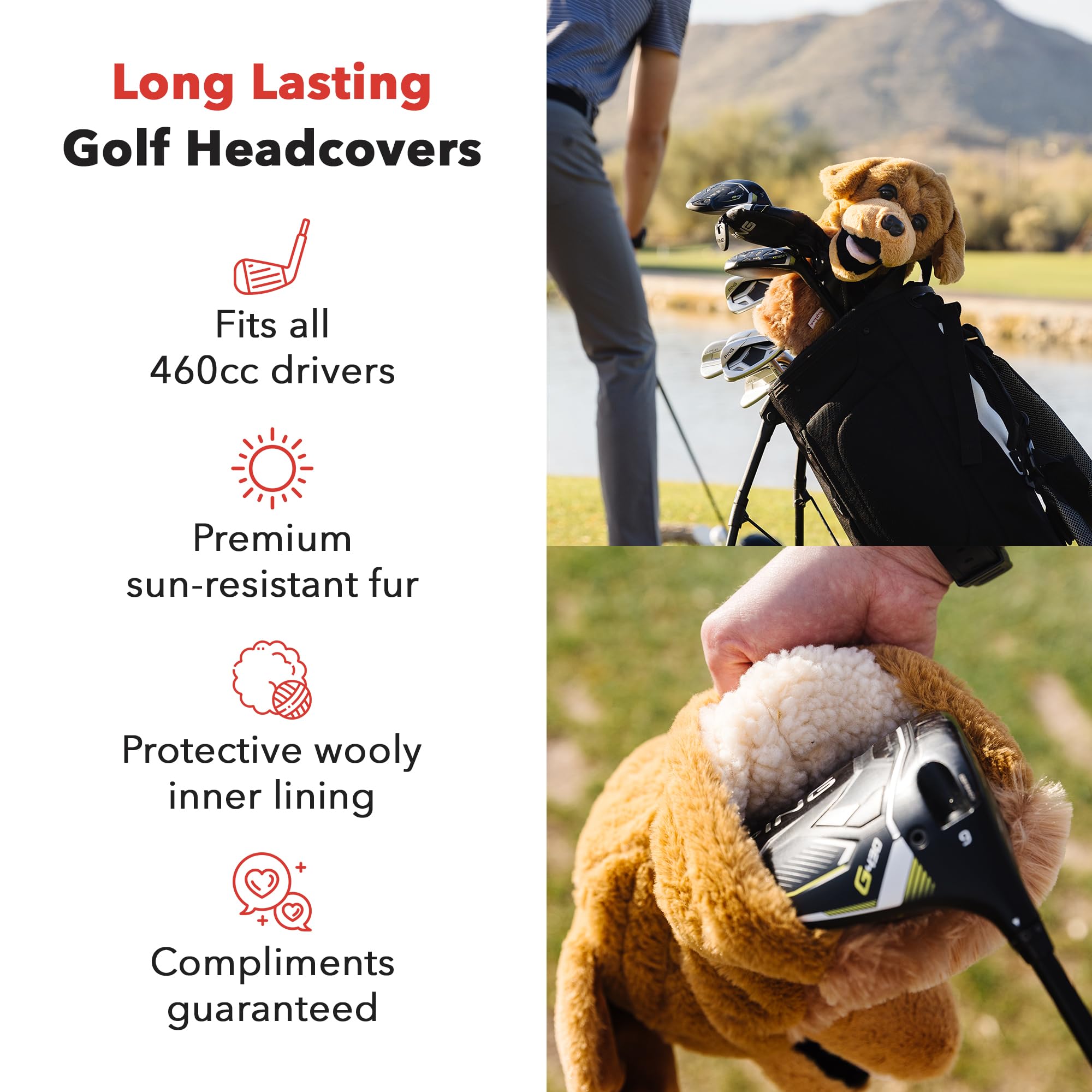 Daphne’s Golden Retriever Driver Headcover | Premium Driver Headcovers | Funny Golf Club Covers | Stylish Protection for Your Clubs | Men's Golf Gear | Driver Headcover for Men and Women