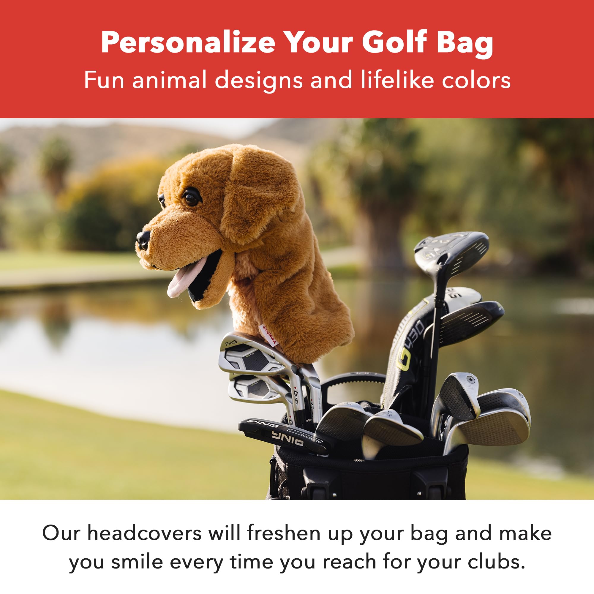 Daphne’s Golden Retriever Driver Headcover | Premium Driver Headcovers | Funny Golf Club Covers | Stylish Protection for Your Clubs | Men's Golf Gear | Driver Headcover for Men and Women