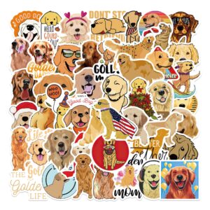 50pcs golden retriever stickers, waterproof vinyl stickers decals for laptop water bottle phone luggage, cute cartoon dog stickers pack