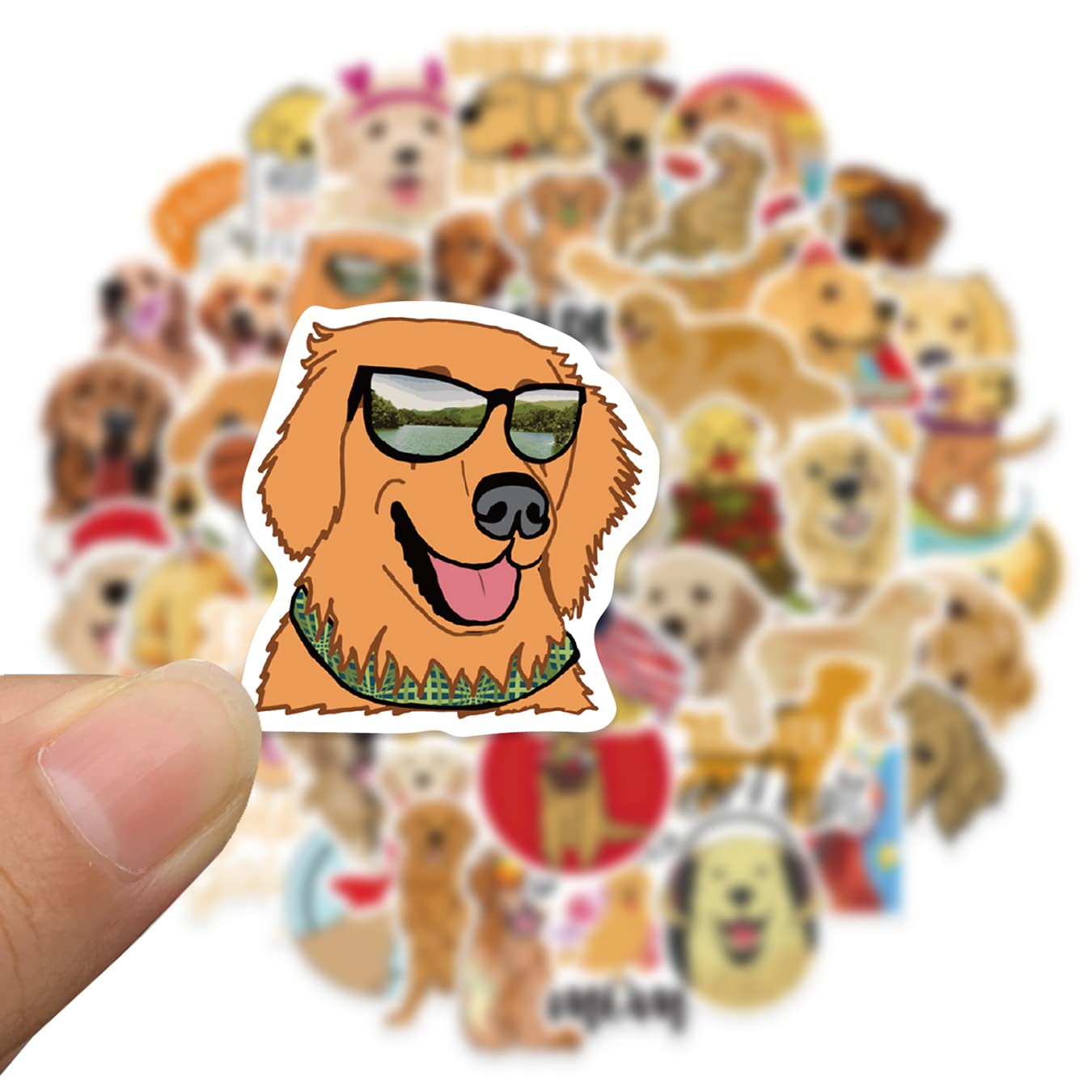 50Pcs Golden Retriever Stickers, Waterproof Vinyl Stickers Decals for Laptop Water Bottle Phone Luggage, Cute Cartoon Dog Stickers Pack