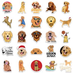 50Pcs Golden Retriever Stickers, Waterproof Vinyl Stickers Decals for Laptop Water Bottle Phone Luggage, Cute Cartoon Dog Stickers Pack