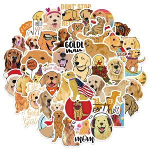 50Pcs Golden Retriever Stickers, Waterproof Vinyl Stickers Decals for Laptop Water Bottle Phone Luggage, Cute Cartoon Dog Stickers Pack