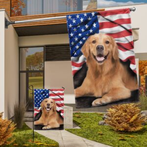 FLAGWIX Golden Retriever, Patriot American Dog Flags - 4th of July Decorations for Home, Outside, Indoor Outdoor Flag, House Flag 30x40 - Double Sided, Heavy Duty Canvas, Fade Resistant