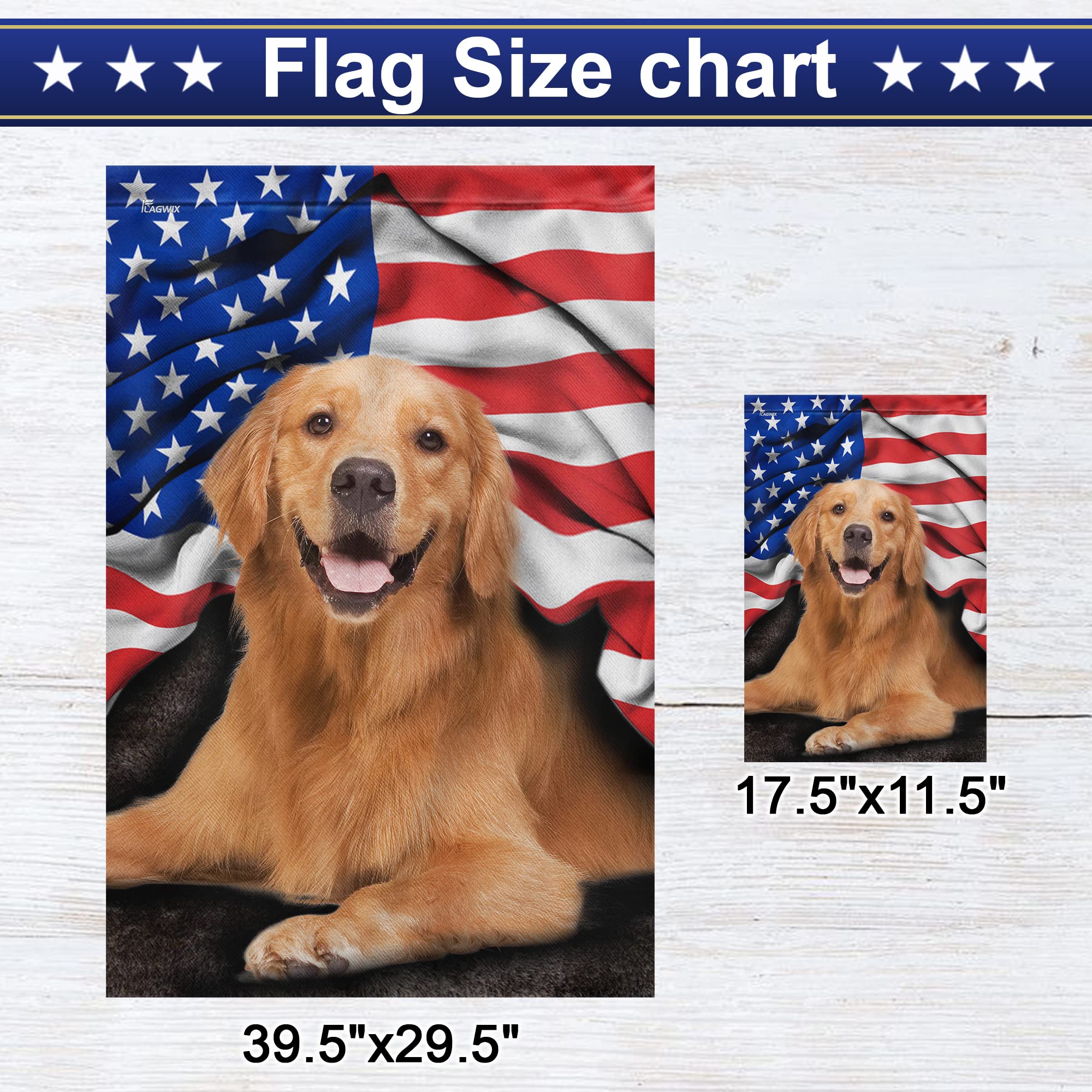 FLAGWIX Golden Retriever, Patriot American Dog Flags - 4th of July Decorations for Home, Outside, Indoor Outdoor Flag, House Flag 30x40 - Double Sided, Heavy Duty Canvas, Fade Resistant