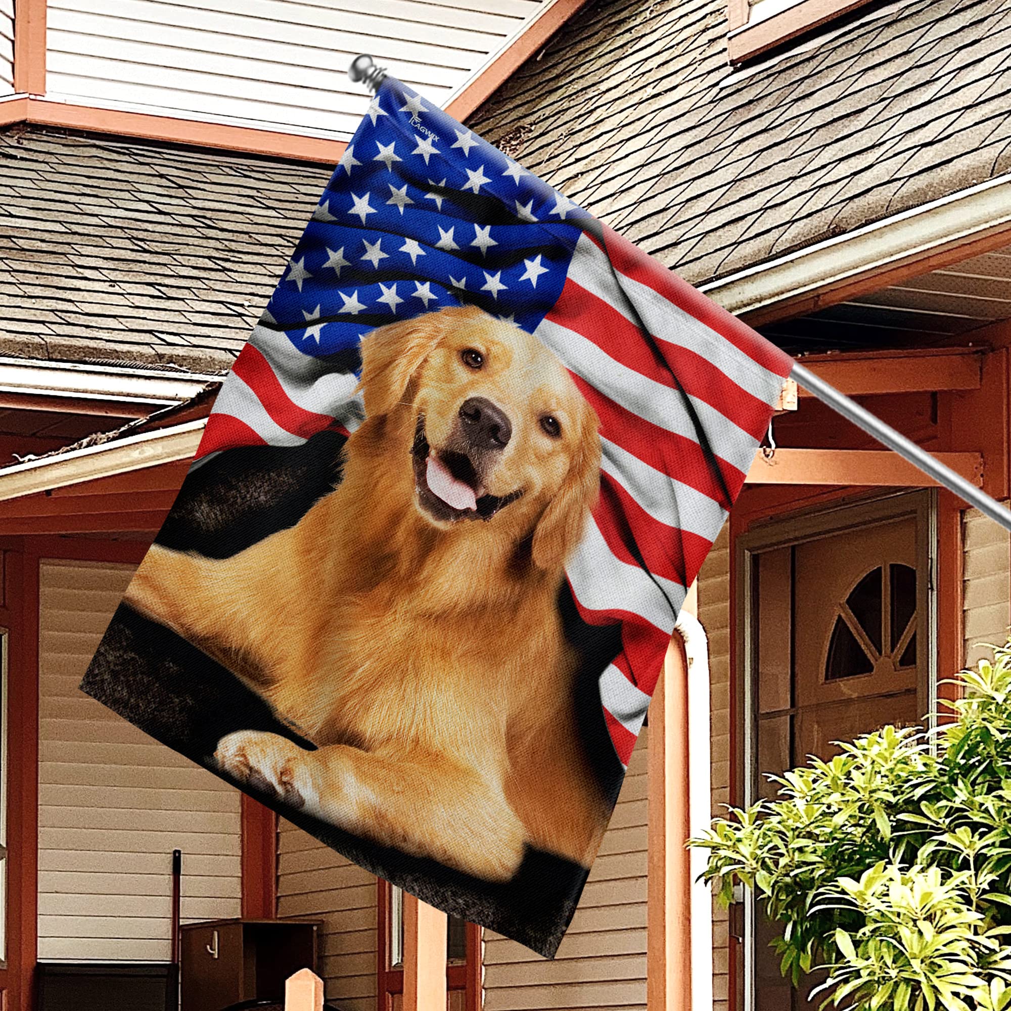 FLAGWIX Golden Retriever, Patriot American Dog Flags - 4th of July Decorations for Home, Outside, Indoor Outdoor Flag, House Flag 30x40 - Double Sided, Heavy Duty Canvas, Fade Resistant