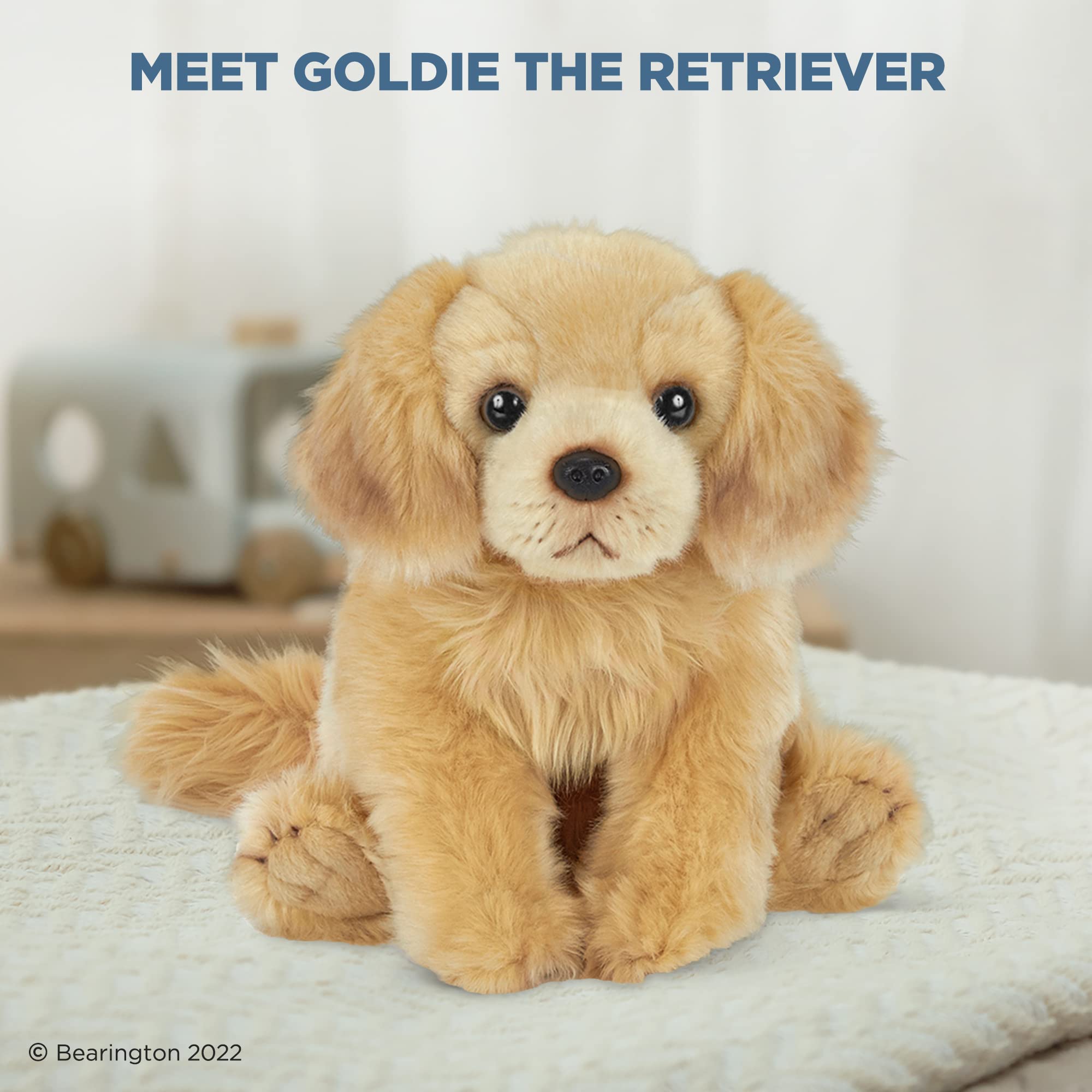 Bearington Goldie The Golden Retriever Stuffed Animal, 13 Inch Stuffed Puppy