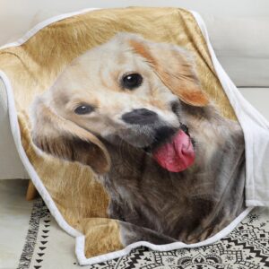 Zevrez Golden Retriever Blanket, Cute Golden Retriever Gifts Kids Throw Blanket with Dog on It Soft Flannel Blanket Gift for Golden Retriever Lovers Boys Girls Sofa Bed 48"x60"