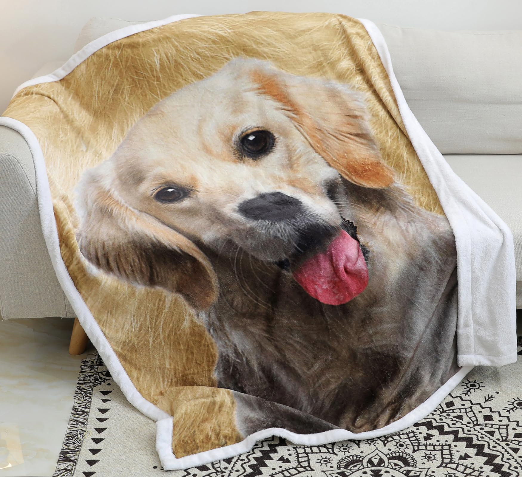 Zevrez Golden Retriever Blanket, Cute Golden Retriever Gifts Kids Throw Blanket with Dog on It Soft Flannel Blanket Gift for Golden Retriever Lovers Boys Girls Sofa Bed 48"x60"