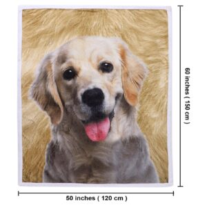 Zevrez Golden Retriever Blanket, Cute Golden Retriever Gifts Kids Throw Blanket with Dog on It Soft Flannel Blanket Gift for Golden Retriever Lovers Boys Girls Sofa Bed 48"x60"