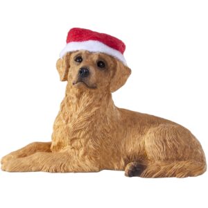 sandicast golden retriever with santa hat christmas ornament