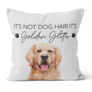 hiwx it's not dog hair it's golden glitter decorative pillowcase throw pillow cover, funny golden retriever dog quote for sofa bed room home couch decor 18 x 18 inch pillow case