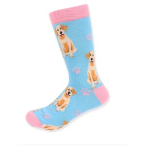 urban-peacock women's novelty socks - multiple patterns! (golden retrievers - blue & pink, 1 pair)