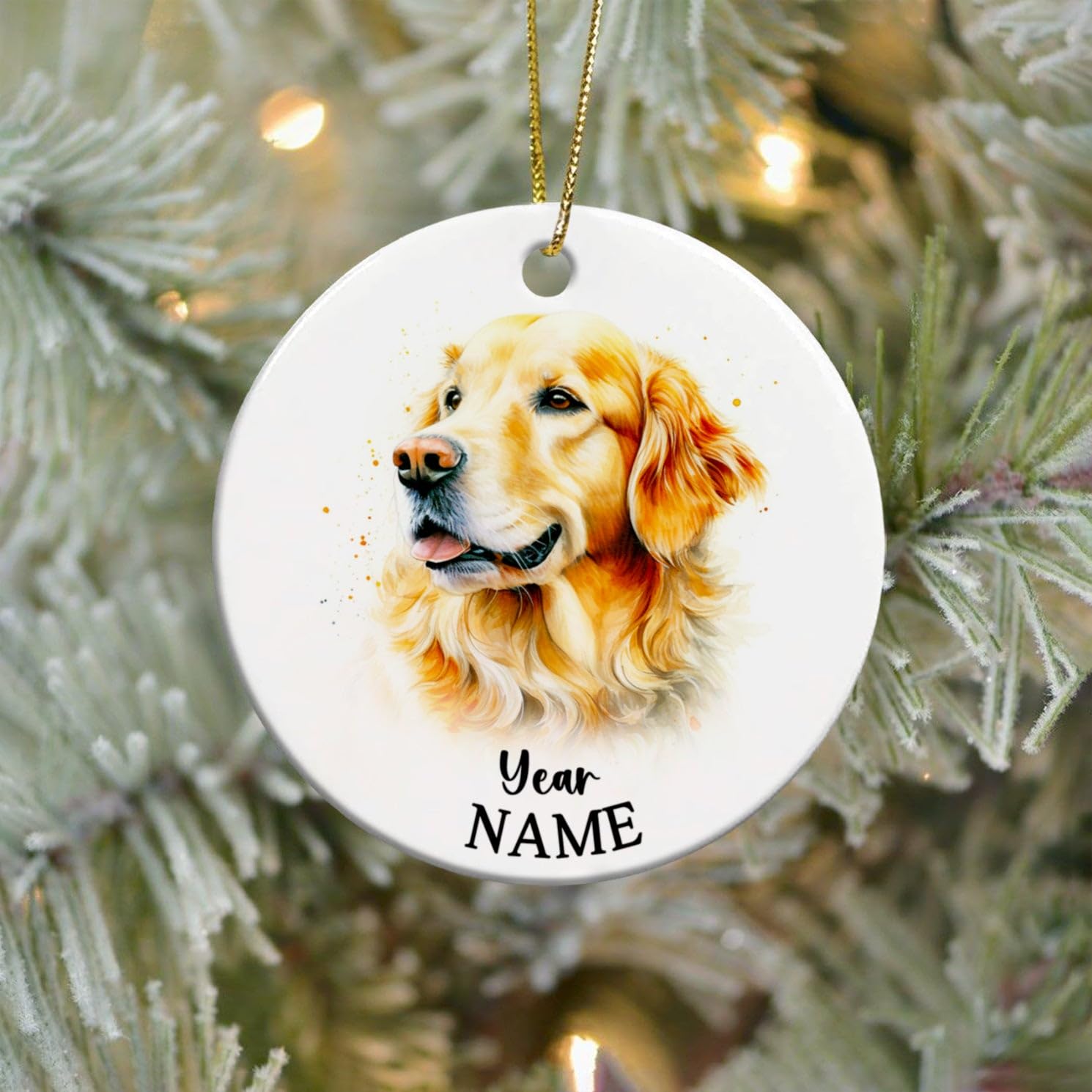 Custom Golden Retriever Dog Ceramic Ornament, Personalized Dog Christmas Tree Ornament 2023, Golden Retriever Dog Lovers Xmas Ceramic Ornaments, Pet Xmas Tree Decor Keepsakes, Pet Dog Present