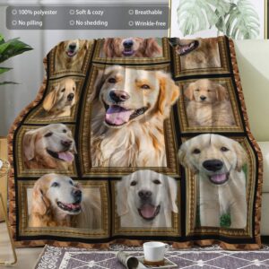 Golden Retriever ​Blanket - Fleece Throw Blanket for Couch Super Soft Cozy Bed Blanket Lightweight Plush Fuzzy lap Blankets and Throws for Sofa, 50 x 60 Inch, Gift for Dog Lover