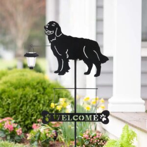 BAYN Solar Golden Retriever Garden Stakes Decorative with a Lantern Dog Silhouette Welcome Sign Outdoor Garden Decor for Yard, Lawn, Patio, Pathway