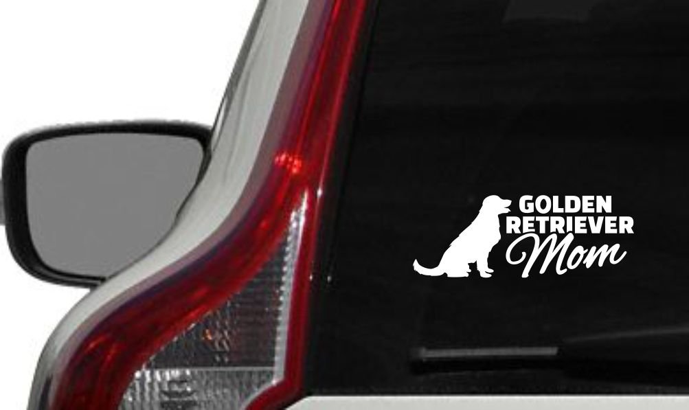 Golden Retriever Mom Version 2 Car Vinyl Sticker Decal Bumper Sticker for Auto Cars Trucks Windshield Custom Walls Windows Ipad MacBook Laptop Home and More (White)