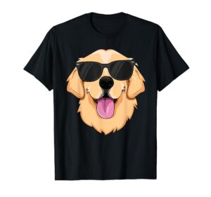 golden retriever t-shirt for kids boys girls sunglasses pet t-shirt