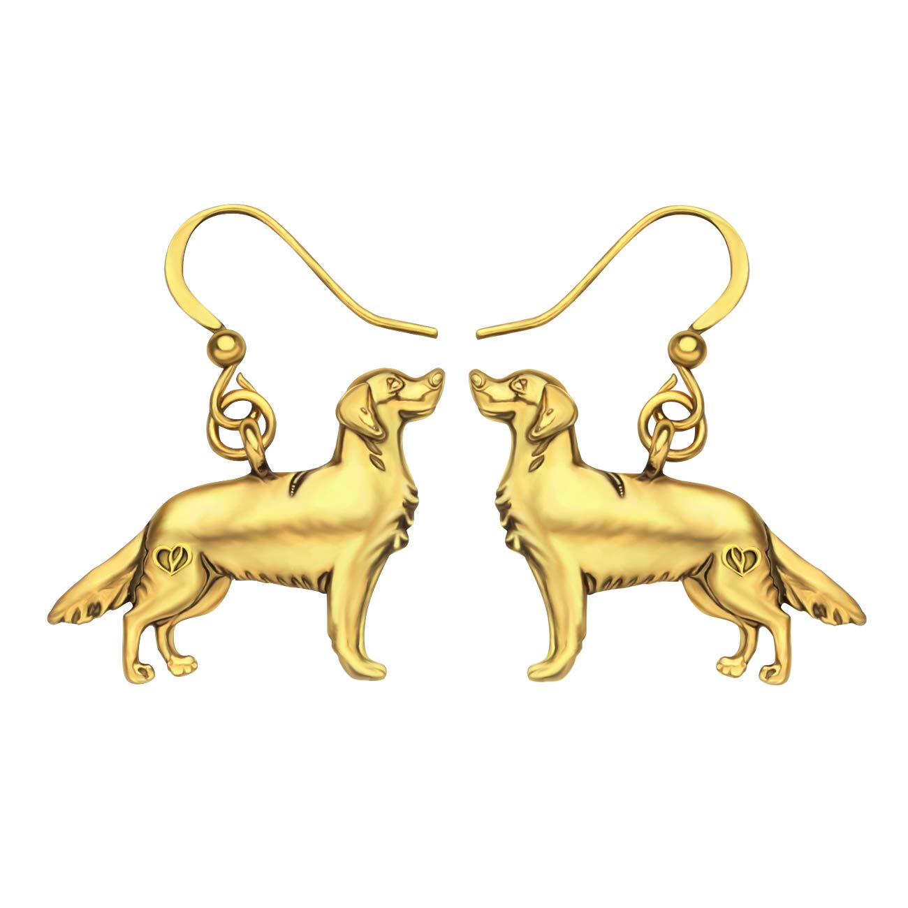 WEVENI Alloy Cute Golden Retriever Dog Earrings Dainty Dangle Drop Pet Jewelry For Women Ladies Vintage Gifts (Gold Plated)