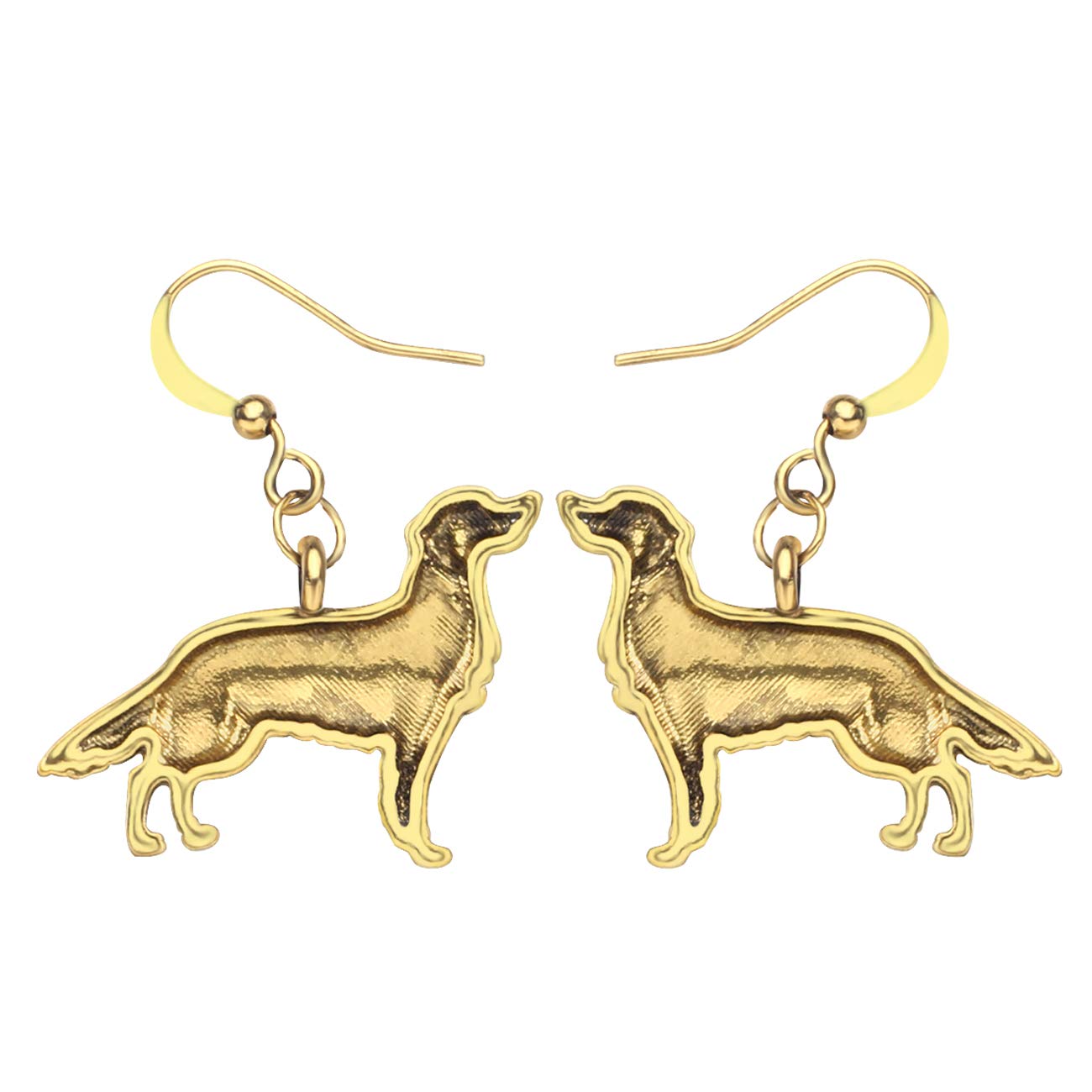 WEVENI Alloy Cute Golden Retriever Dog Earrings Dainty Dangle Drop Pet Jewelry For Women Ladies Vintage Gifts (Gold Plated)