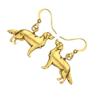 WEVENI Alloy Cute Golden Retriever Dog Earrings Dainty Dangle Drop Pet Jewelry For Women Ladies Vintage Gifts (Gold Plated)