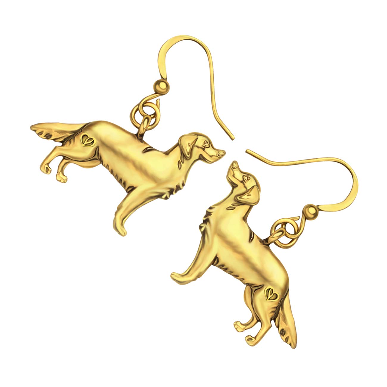 WEVENI Alloy Cute Golden Retriever Dog Earrings Dainty Dangle Drop Pet Jewelry For Women Ladies Vintage Gifts (Gold Plated)