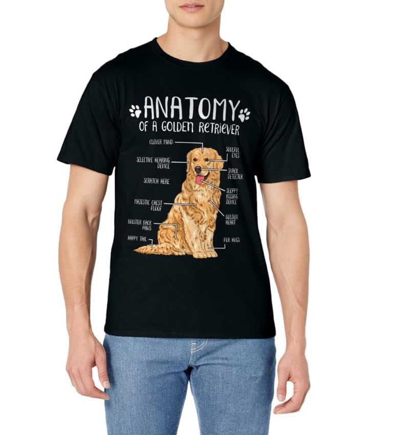 Funny Anatomy Golden Retriever Dog Lover T-Shirt