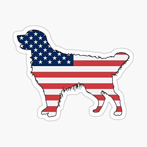 Golden Retriever - Dog USA American Flag Sticker - My STICKER Design - Sticker Graphic