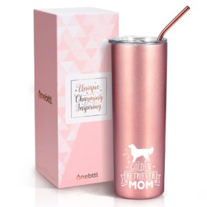 onebttl golden retriever mom gifts, skinny tumbler for golden retriever lovers, women, girl, dog lover and dog mom, 20oz, rose gold