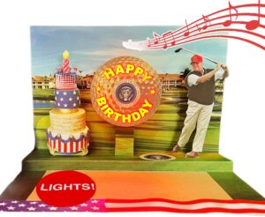 donald pop up birthday card with light & sound – pop up birthday cards for men, golfing funny birthday card for men, dad card says happy birthday in trump's real voice, best birthday card for husband