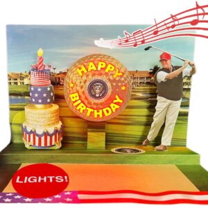 Donald Pop Up Birthday Card with Light & Sound – Pop Up Birthday Cards for Men, Golfing Funny Birthday Card for Men, Dad Card Says Happy Birthday in Trump's Real Voice, Best Birthday Card for Husband