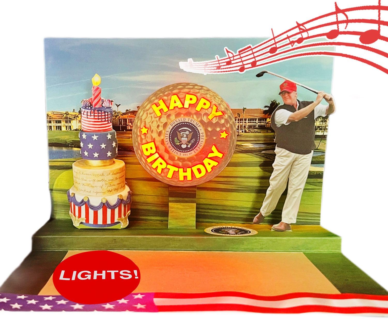 Donald Pop Up Birthday Card with Light & Sound – Pop Up Birthday Cards for Men, Golfing Funny Birthday Card for Men, Dad Card Says Happy Birthday in Trump's Real Voice, Best Birthday Card for Husband