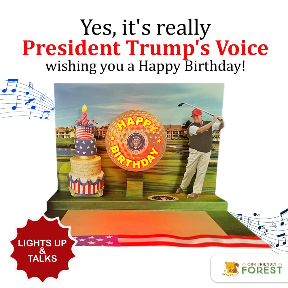 Donald Pop Up Birthday Card with Light & Sound – Pop Up Birthday Cards for Men, Golfing Funny Birthday Card for Men, Dad Card Says Happy Birthday in Trump's Real Voice, Best Birthday Card for Husband