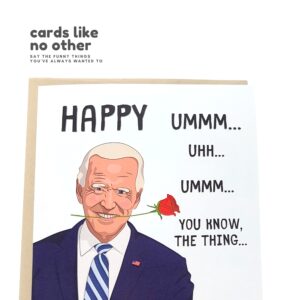 Sleazy Greetings: Funny Romantic Card, Joe Biden Stuttering, Blank Inside, 5x7 Inches, Made in USA