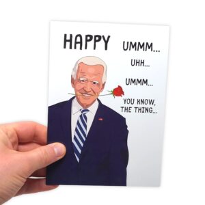 Sleazy Greetings: Funny Romantic Card, Joe Biden Stuttering, Blank Inside, 5x7 Inches, Made in USA