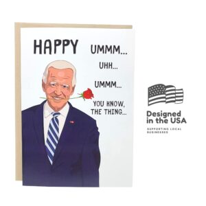 Sleazy Greetings: Funny Romantic Card, Joe Biden Stuttering, Blank Inside, 5x7 Inches, Made in USA