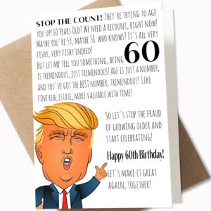 funny 60th birthday card, 60 birthday card for women men, birthday card decoration gifts for him or her turning 60 years old (5 x 7 inch birthday card with kraft envelope)