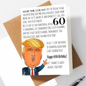 Funny 60th Birthday Card, 60 Birthday Card for Women Men, Birthday Card Decoration Gifts for Him or Her Turning 60 Years Old (5 x 7 Inch Birthday Card with Kraft Envelope)