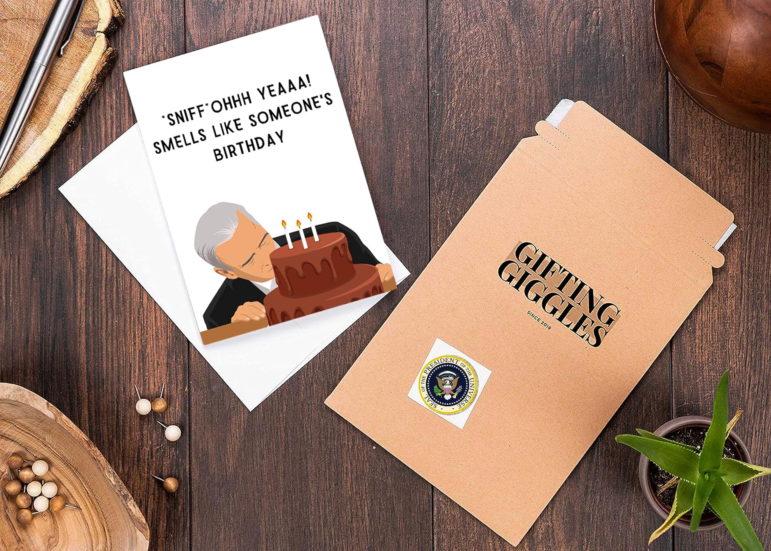 GIFTING GIGGLES Funny Joe Biden Birthday Card | Political Birthday Cards | Great President Gag Gift for 30th 40th 50th 60th 70th 80th 90th | Comes with Presidential Seal - MADE IN USA