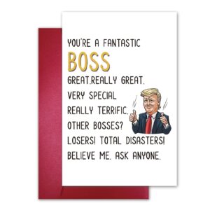 chomerry funny boss day card, birthday card for boss, donald trump boss card, best boss card