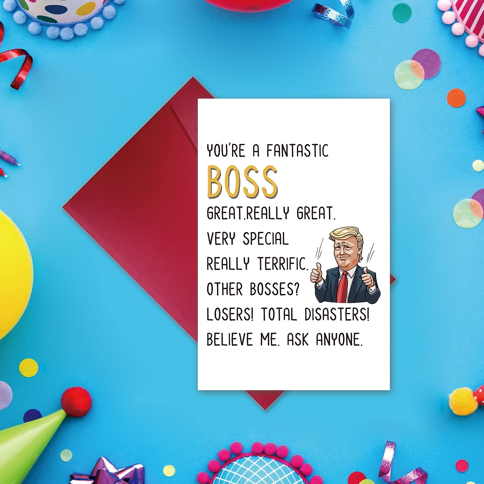 Chomerry Funny Boss Day Card, Birthday Card for Boss, Donald Trump Boss Card, Best Boss Card