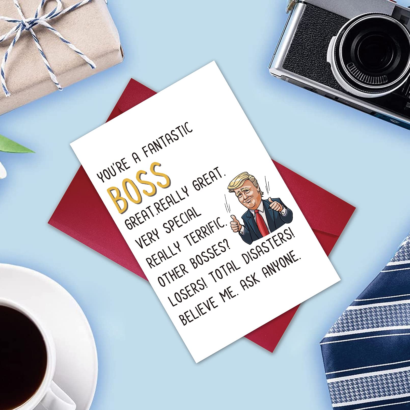 Chomerry Funny Boss Day Card, Birthday Card for Boss, Donald Trump Boss Card, Best Boss Card