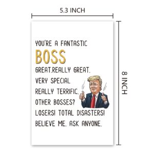 Chomerry Funny Boss Day Card, Birthday Card for Boss, Donald Trump Boss Card, Best Boss Card