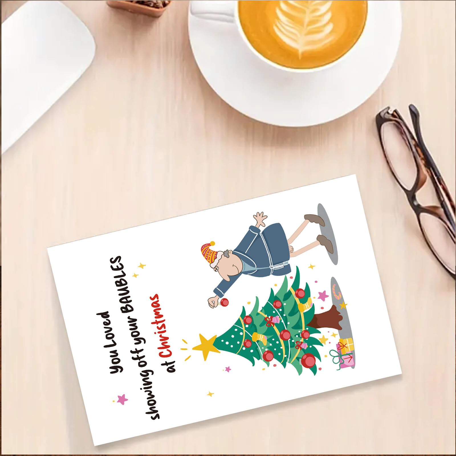 UUEFKTN Humorous Adult Christmas Cards for Him, Funny Rude Christmas Gift for Dad, BoyFriend, Friends. Adult Merry Christmas Greeting Card, Rude Adult Cheeky Humorous - Baubles Laugh