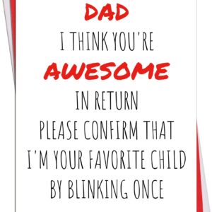 Ikassong Funny Card for Dad Birthday Father's Day 5.3 x 7.6 with 2 Envelopes