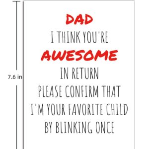 Ikassong Funny Card for Dad Birthday Father's Day 5.3 x 7.6 with 2 Envelopes